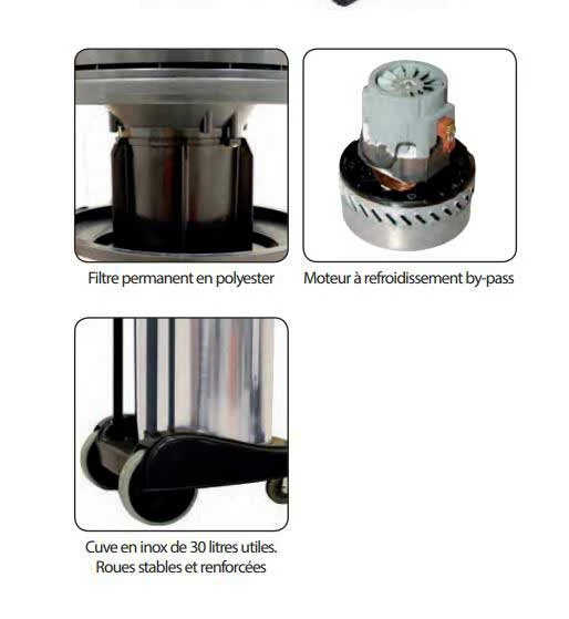 LEMAN - ASP305 Aspirateur Cuve Inox 30 Litres Utiles 1200W – Image 2