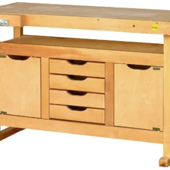 OUTIFRANCE - 0013112 Etabli Bois à Caisson 1200mm - 2 Portes / 4 Tiroirs