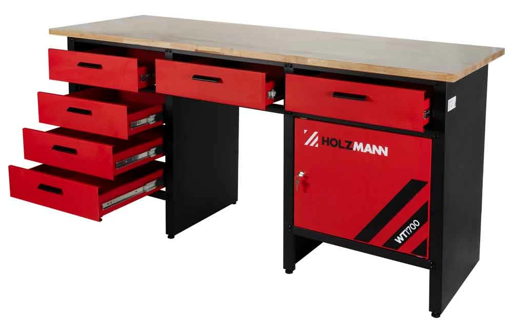 HOLZMANN - WT1700 Etabli Métallique De Travail 1700 Mm Avec Rangements 6 Tiroirs Et 1 Armoire – Image 2
