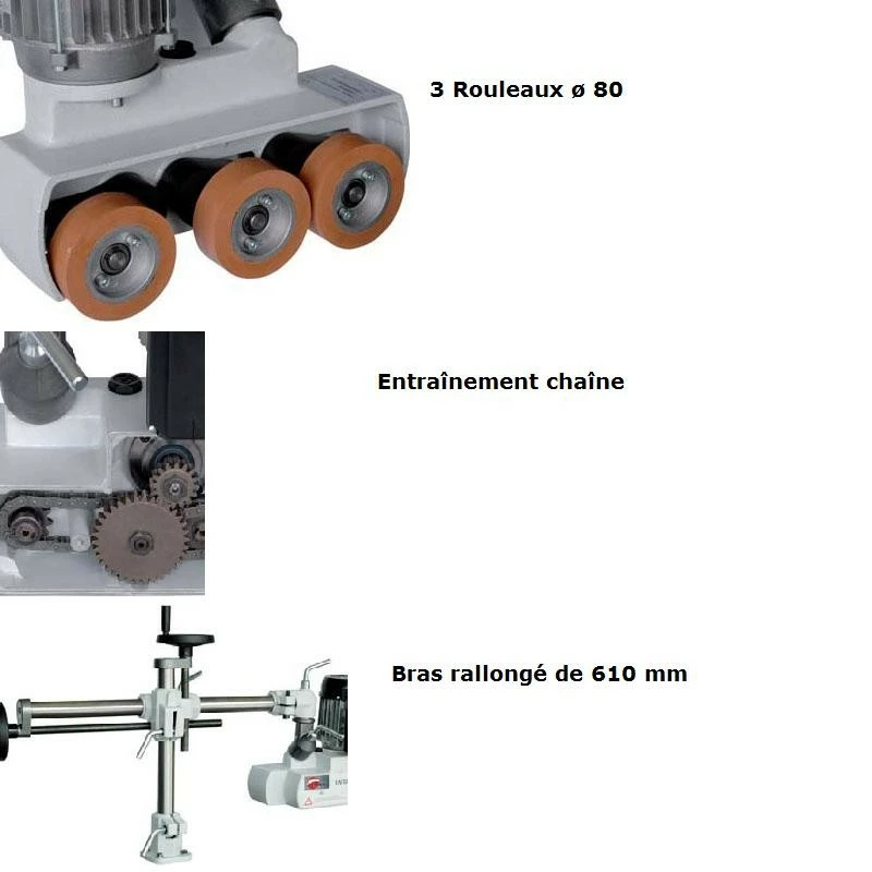 LEMAN - ENT032 Entraîneur Monophasé 3 Rouleaux ø80mm Bras De 610mm - 50Hz / 185W - 0,25CV – Image 4