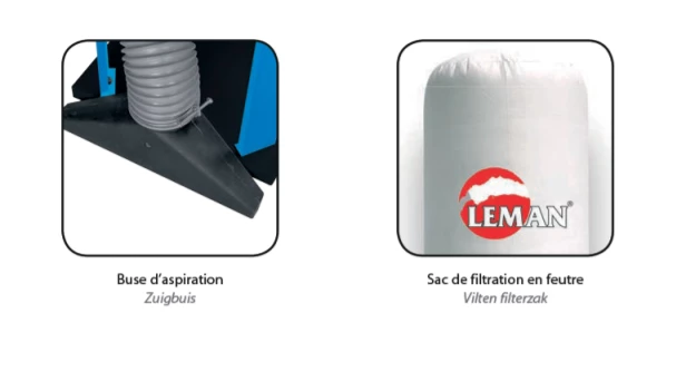LEMAN - LOASP060 Aspirateur D'atelier 60L Avec Buse D’aspiration Au Sol - 230V-50Hz 750 W 1CV 850 M³/h – Image 2