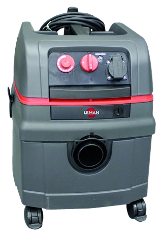 LEMAN - ASP255 Aspirateur Cuve Polypropylène 25L - 1400W - 270 MBar - Système De Décolmatage Inclus Et Prise Synchronisée