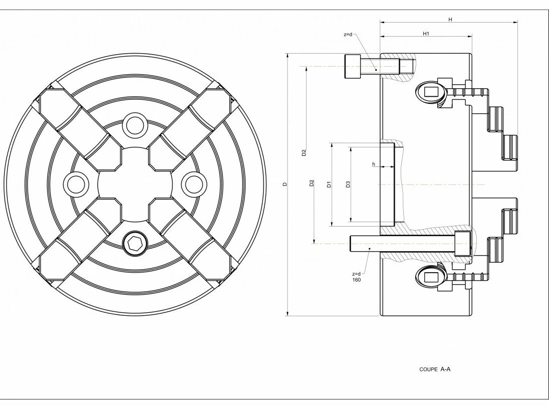 MÉTALPROFI - AME-125 - Mandrin 4 Mors Indépendants Pour Tour à Métaux Ø 125 Mm – Image 2
