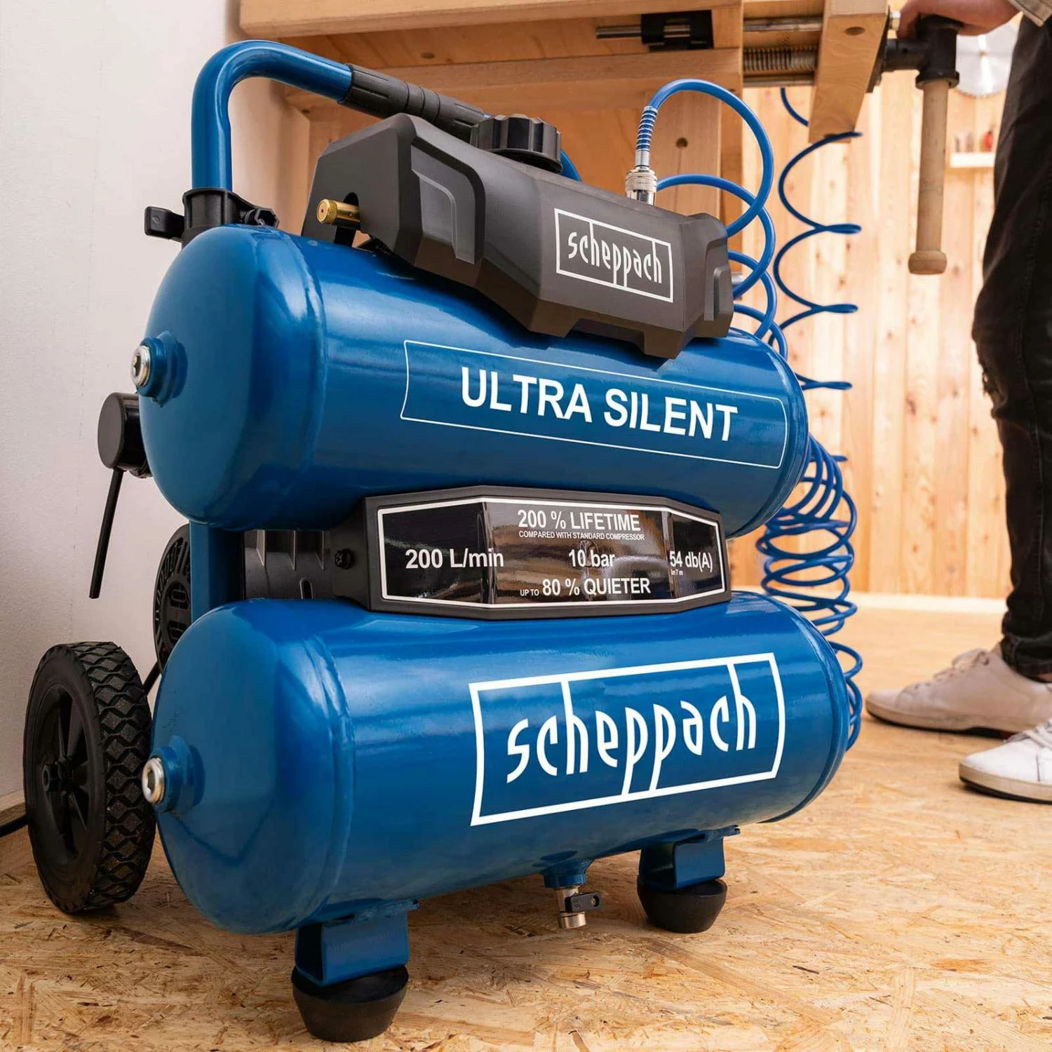 SCHEPPACH - HC20Si-Twin - Compresseur Super Silencieux 20 Litres - 200 L/min - 750 W – Image 5