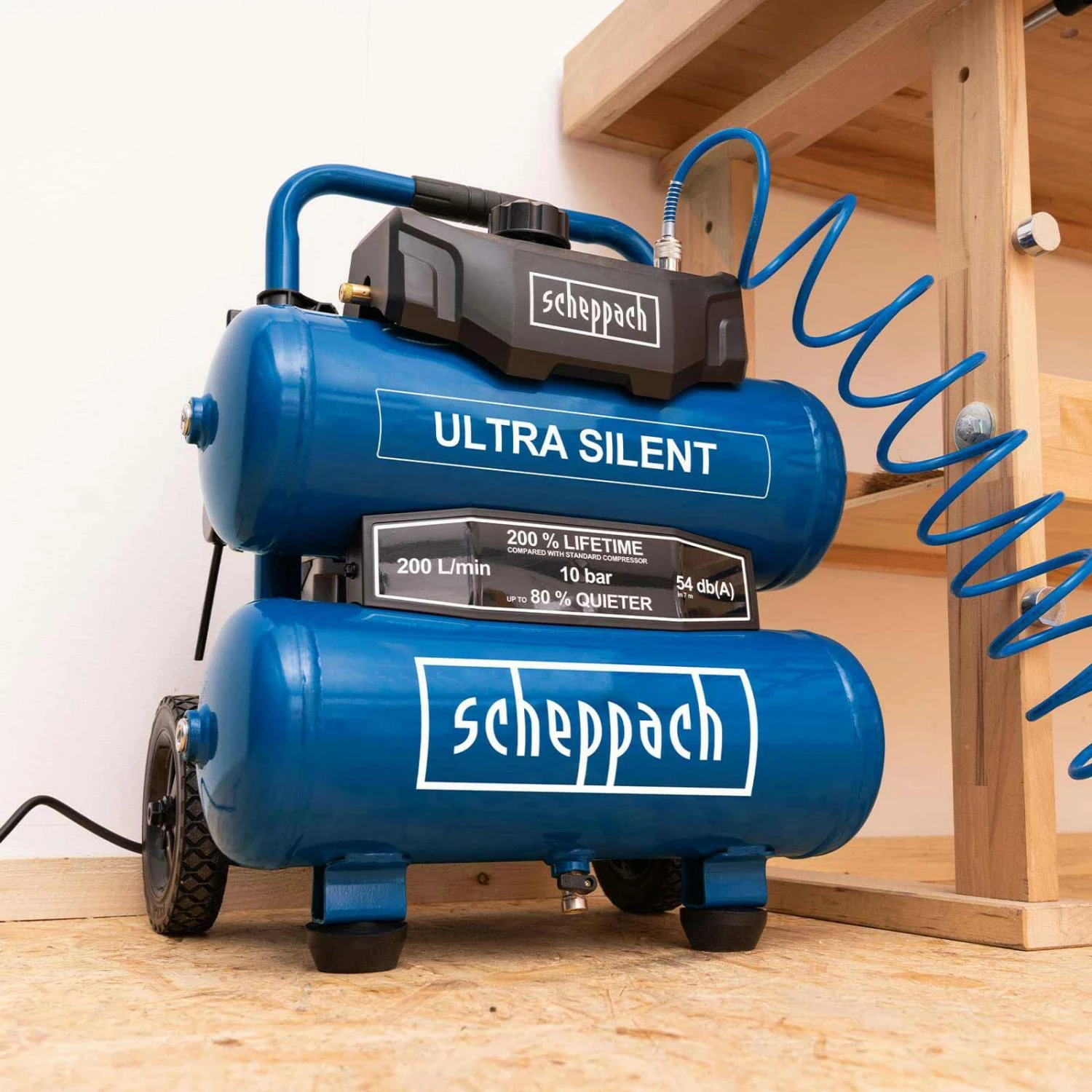 SCHEPPACH - HC20Si-Twin - Compresseur Super Silencieux 20 Litres - 200 L/min - 750 W – Image 6