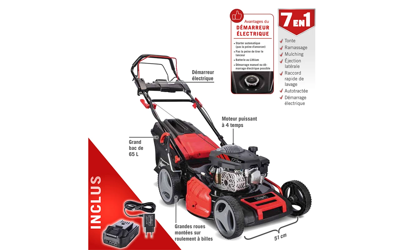 SCHEPPACH - MS173-51E Tondeuse Thermique Avec Démarreur électrique Largeur De 51 Cm – Image 3