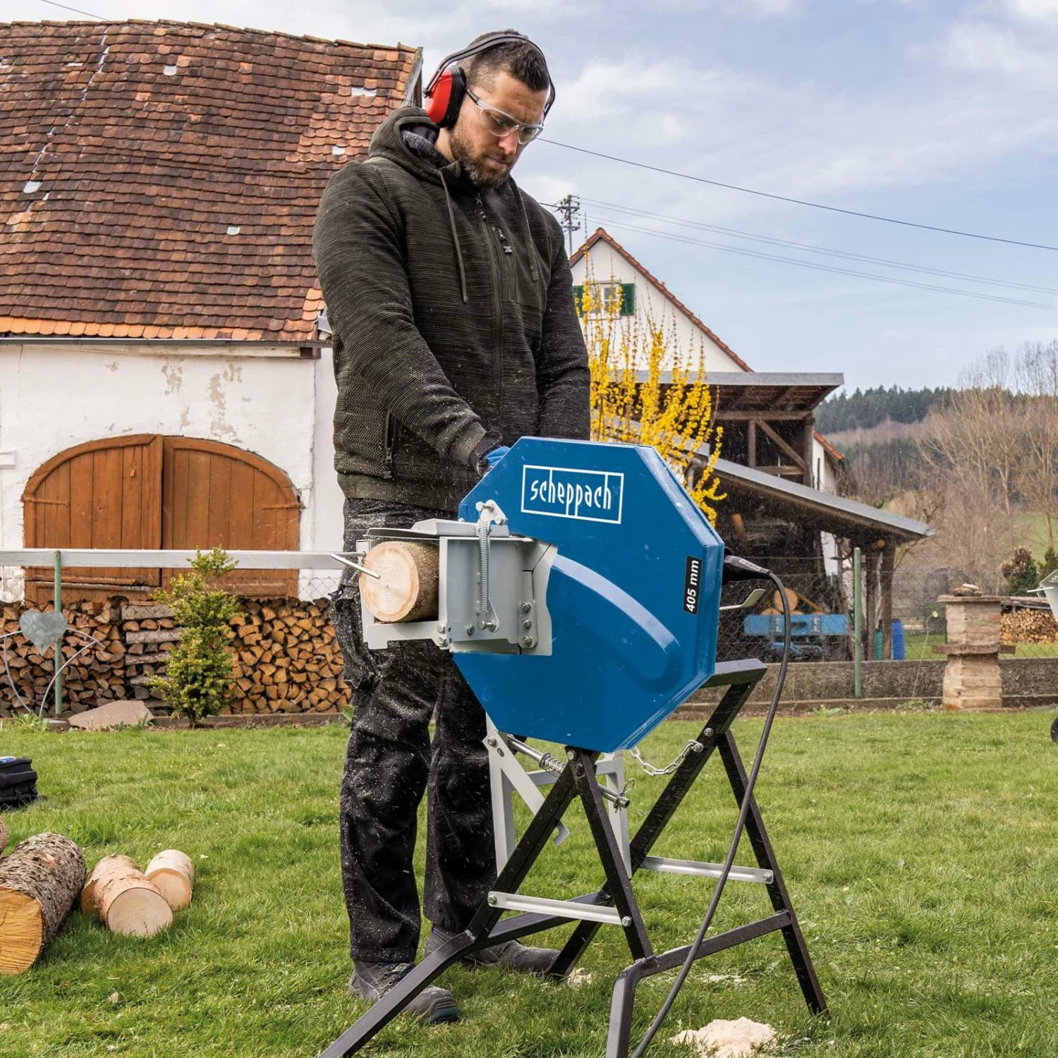 Scheppach - HS 410 Scie à Bûches Basculante - Lame Ø 405mm - Coupe Ø 135mm 2200W 230V – Image 3