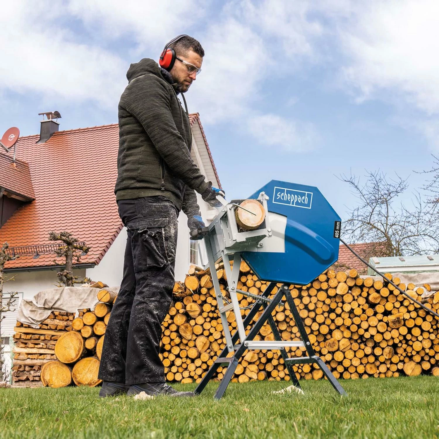 Scheppach - HS 410 Scie à Bûches Basculante - Lame Ø 405mm - Coupe Ø 135mm 2200W 230V – Image 4