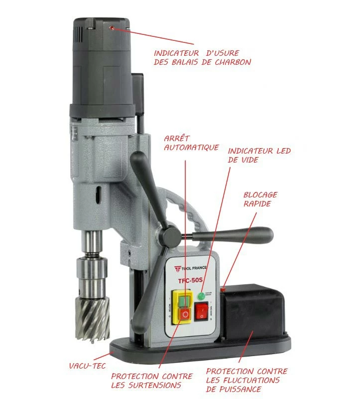 TOOL FRANCE - TFC-50S Perceuse De Forage Magnétique à Ventouse 230V 1300W Fraisage ø10-55 Mm – Image 2