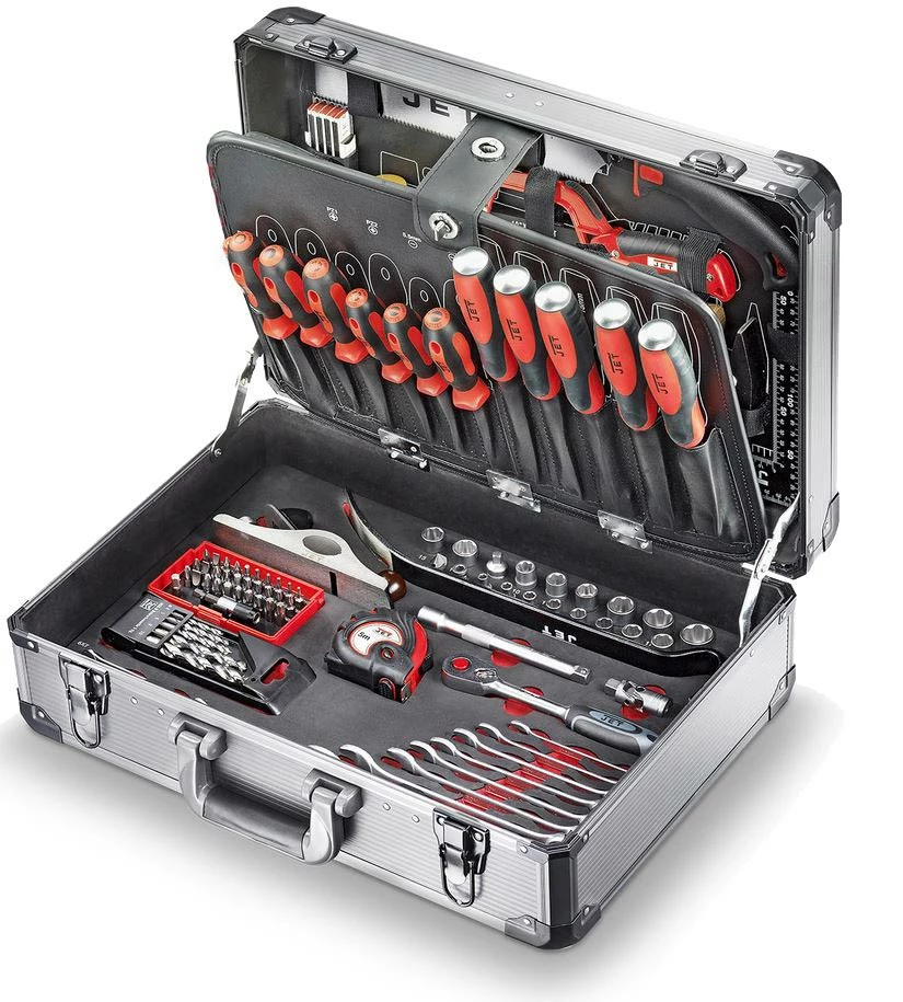 JET - Y-118WB - Coffret De 118 Outils Spéciaux Pour Le Bois-Menuiserie (Rabot, Clés, Mèches, Scie, équerre, Niveau, Pinces Etc.)