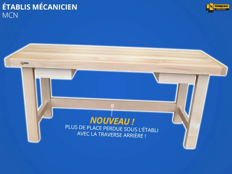 ÉTABLIS FRANÇOIS - MCN Etabli Mécanicien De Qualité Professionnelle Avec Largeur Plateau 700 Mm Et 2 Tiroirs – Image 4