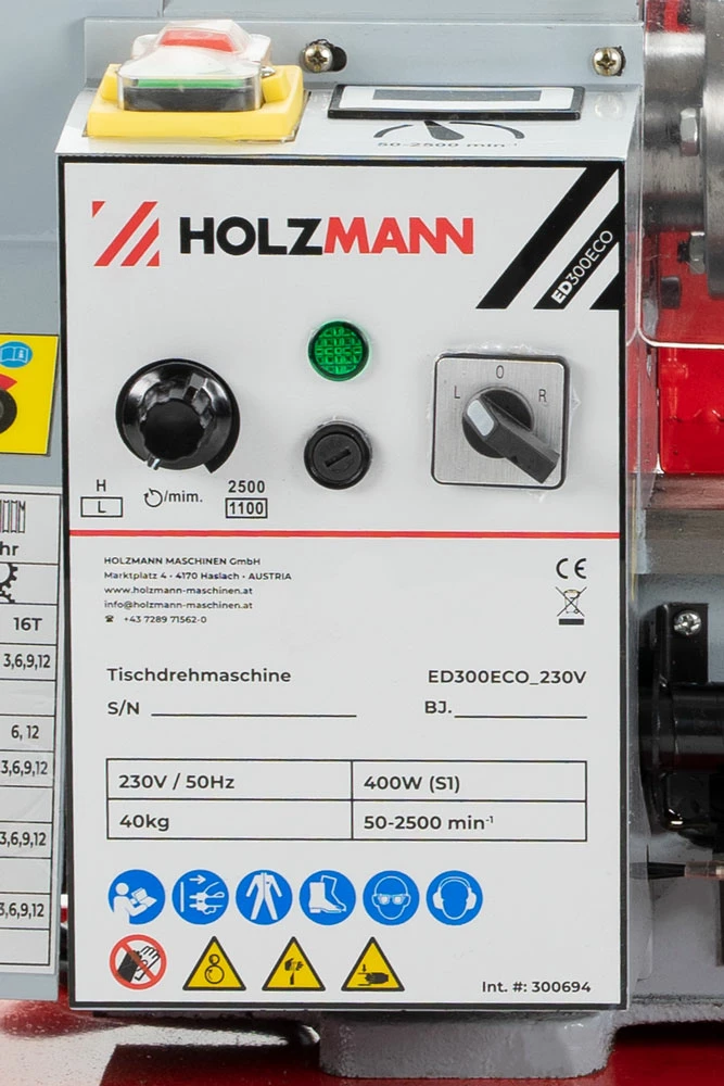 HOLZMANN - ED300ECO Tour à Métaux D'établi 300mm Avec Variateur 230V - 50Hz S1/S6 400W/560W – Image 2